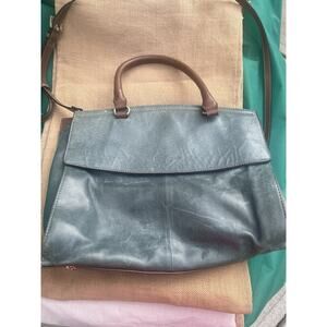 Tignanello Green Leather Satchel Purse Shoulder Hand Bag